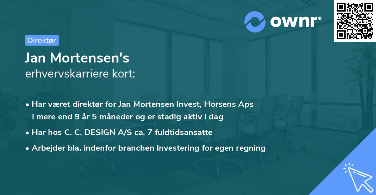 Jan Mortensen's erhvervskarriere kort