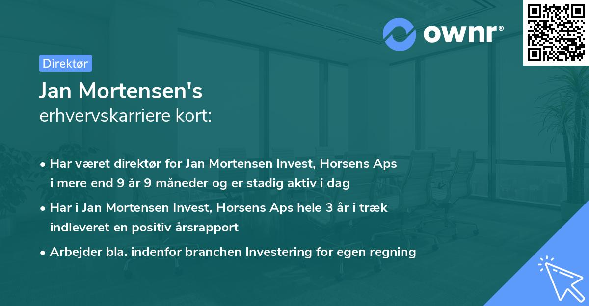 Jan Mortensen's erhvervskarriere kort