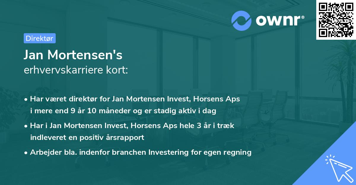 Jan Mortensen's erhvervskarriere kort
