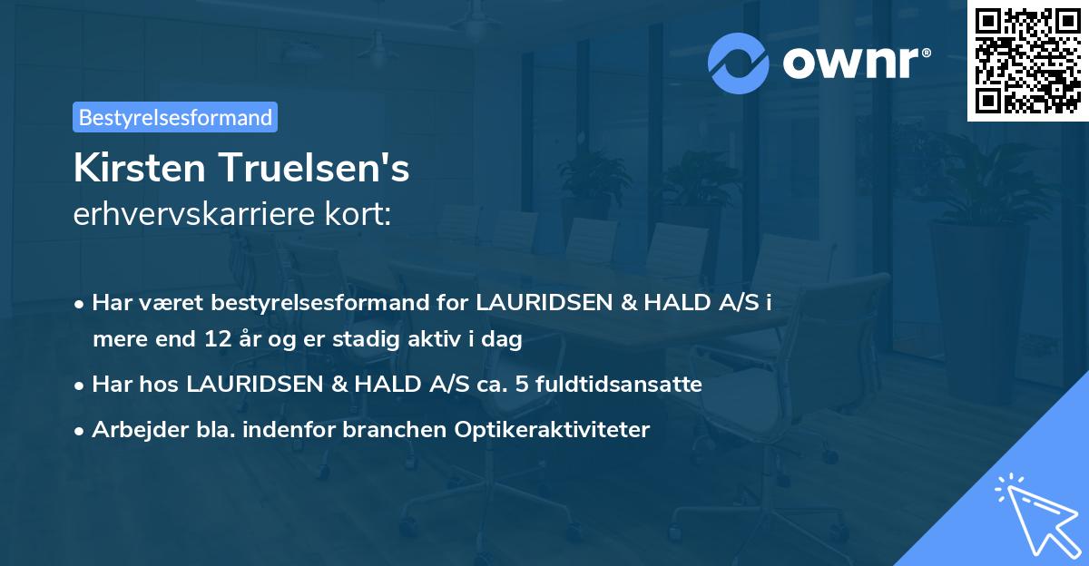 Kirsten Truelsen's erhvervskarriere kort
