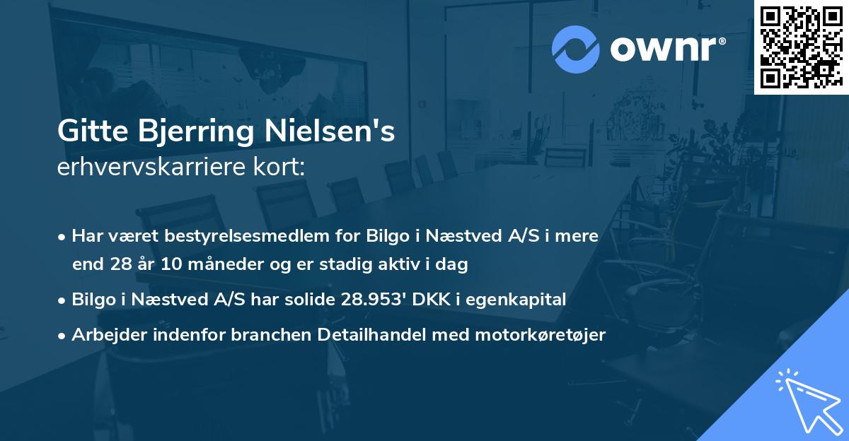 Gitte Bjerring Nielsen's erhvervskarriere kort