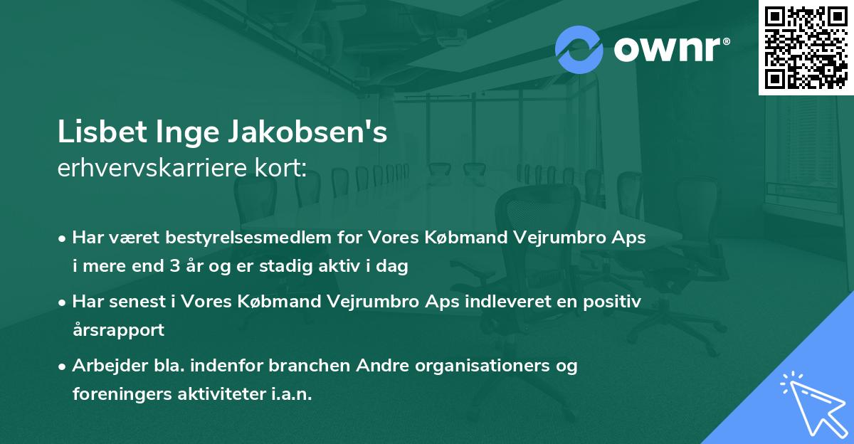 Lisbet Inge Jakobsen's erhvervskarriere kort