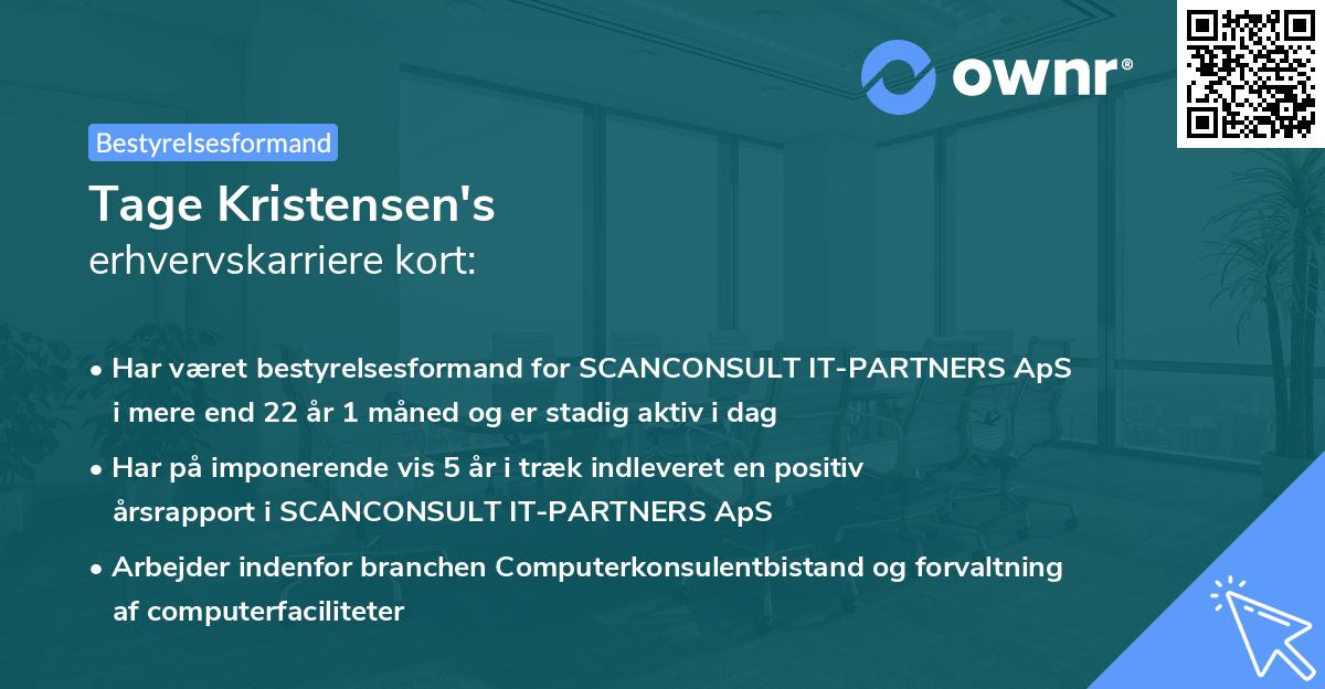 Tage Kristensen's erhvervskarriere kort
