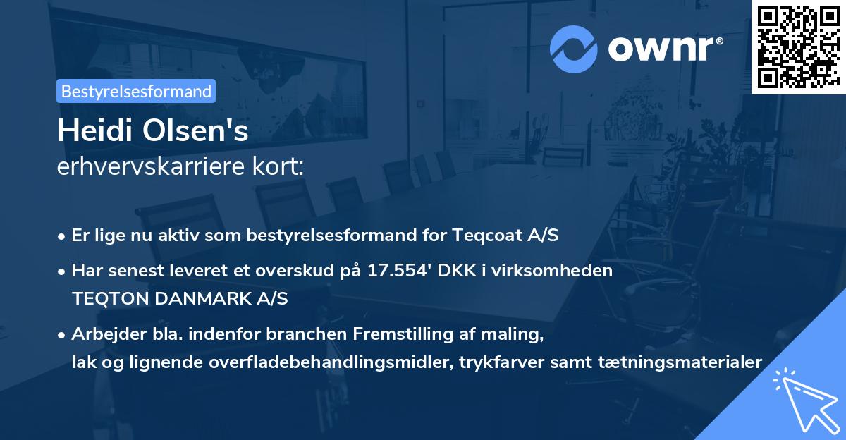 Heidi Olsen's erhvervskarriere kort