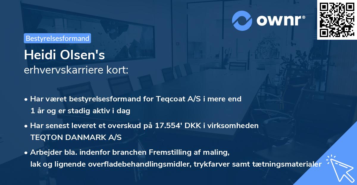 Heidi Olsen's erhvervskarriere kort