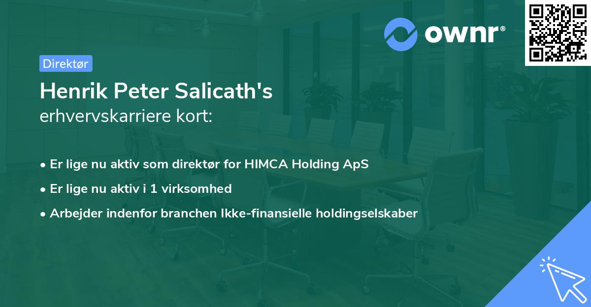 Henrik Peter Salicath's erhvervskarriere kort