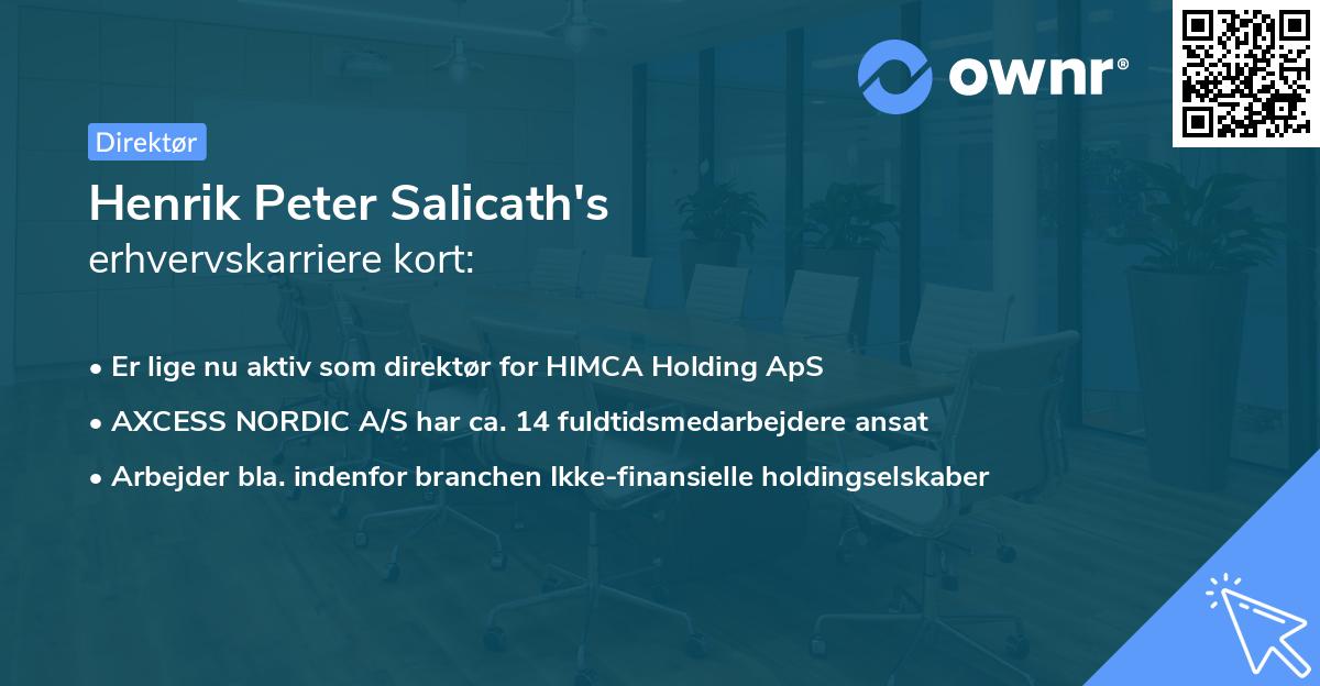 Henrik Peter Salicath's erhvervskarriere kort