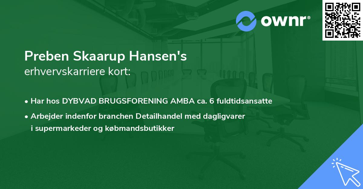 Preben Skaarup Hansen's erhvervskarriere kort