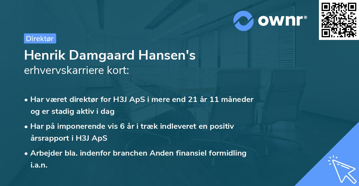 Henrik Damgaard Hansen's erhvervskarriere kort