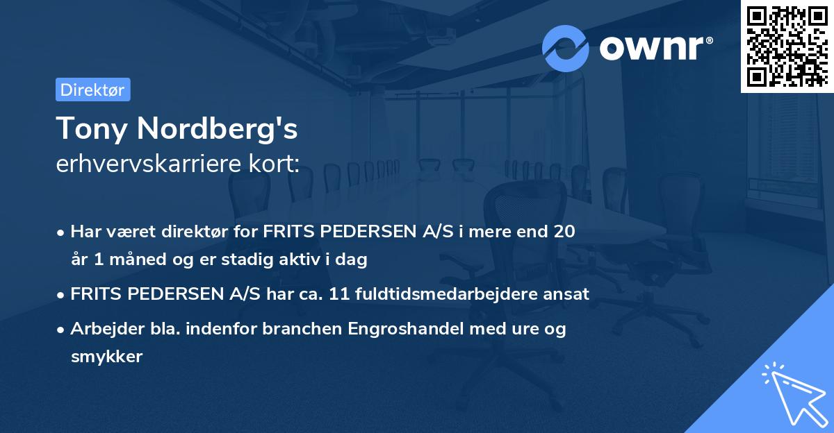 Tony Nordberg's erhvervskarriere kort