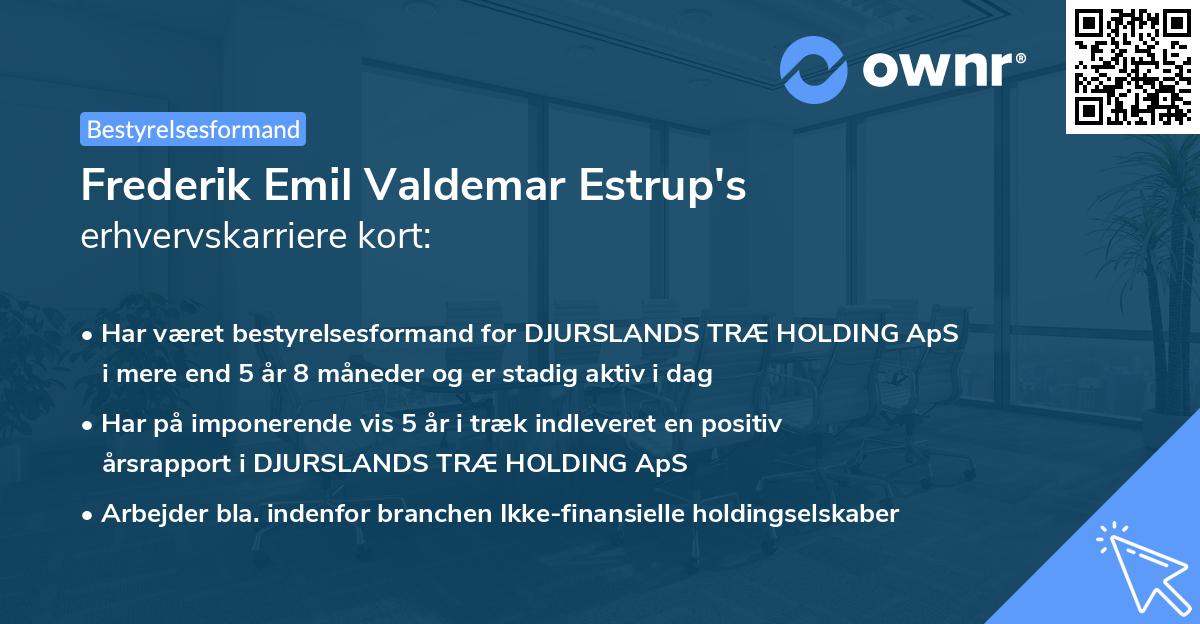 Frederik Emil Valdemar Estrup's erhvervskarriere kort