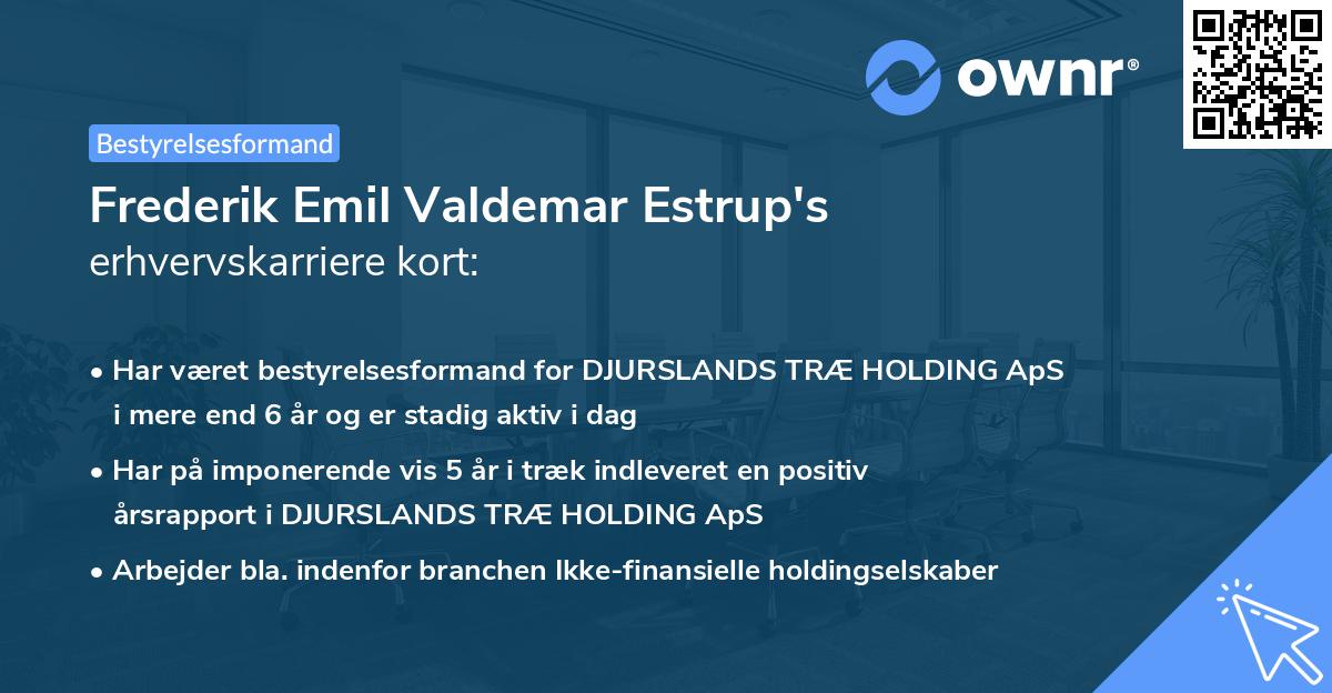 Frederik Emil Valdemar Estrup's erhvervskarriere kort