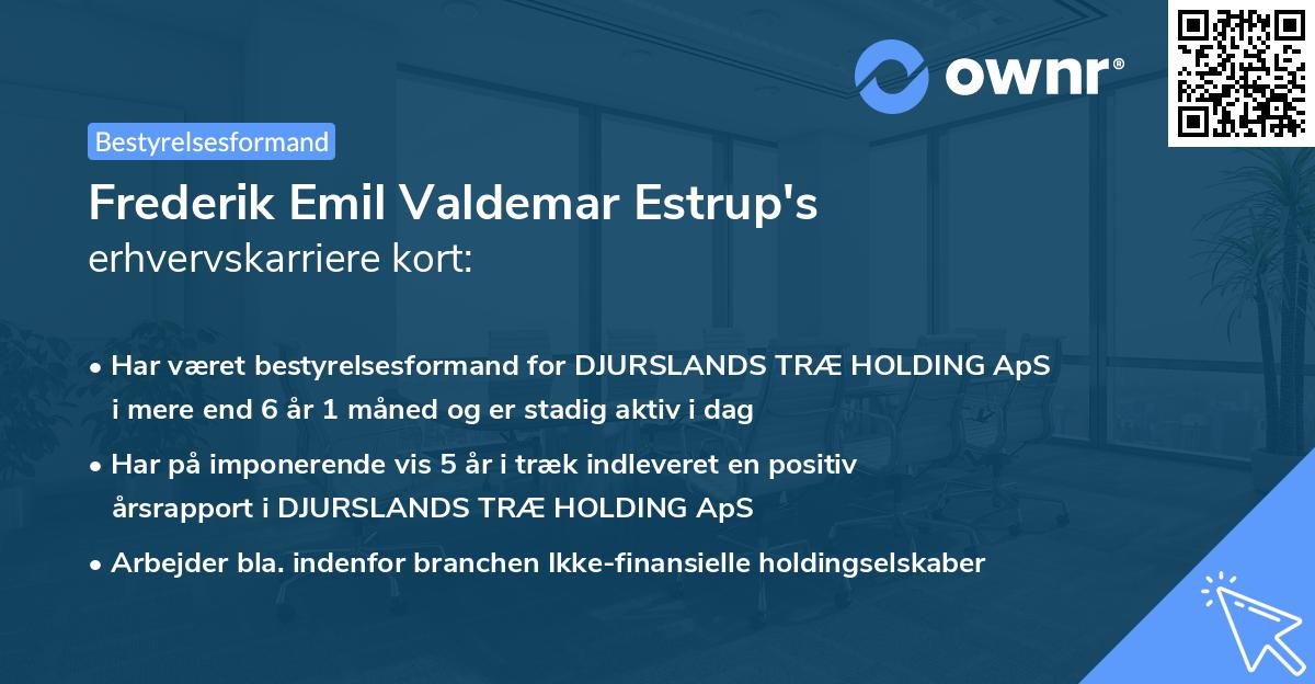 Frederik Emil Valdemar Estrup's erhvervskarriere kort