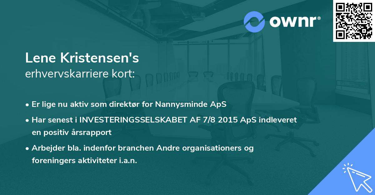 Lene Kristensen's erhvervskarriere kort