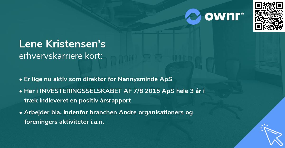 Lene Kristensen's erhvervskarriere kort