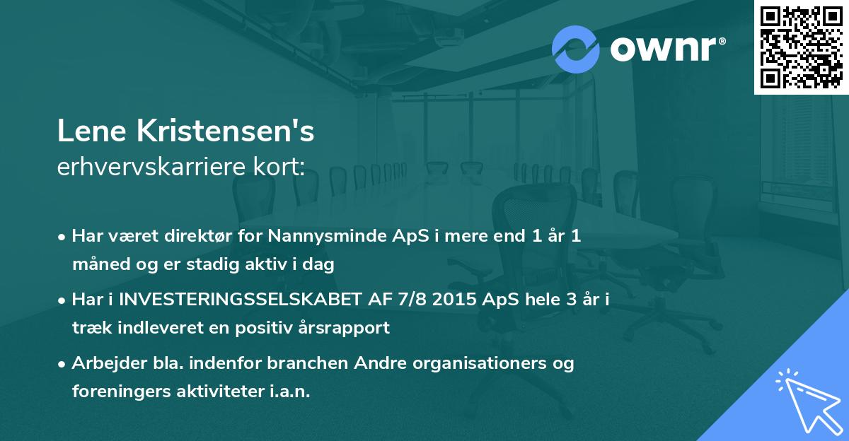 Lene Kristensen's erhvervskarriere kort