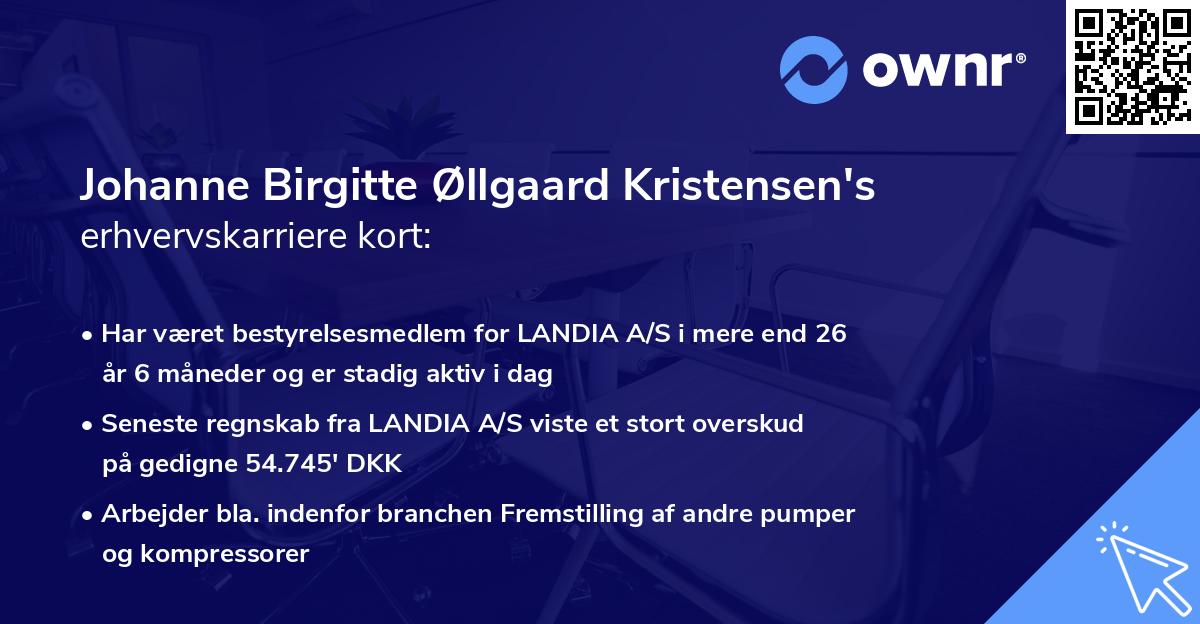 Johanne Birgitte Øllgaard Kristensen's erhvervskarriere kort