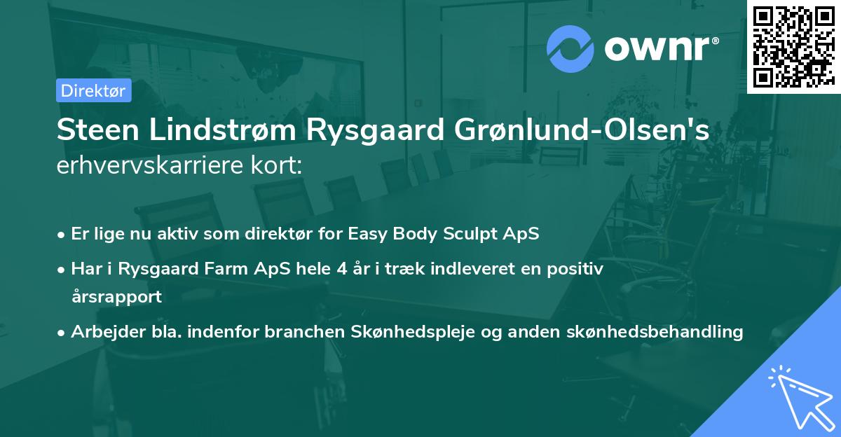 Steen Lindstrøm Rysgaard Grønlund-Olsen's erhvervskarriere kort