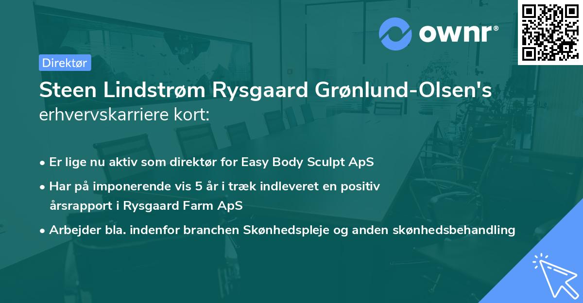 Steen Lindstrøm Rysgaard Grønlund-Olsen's erhvervskarriere kort