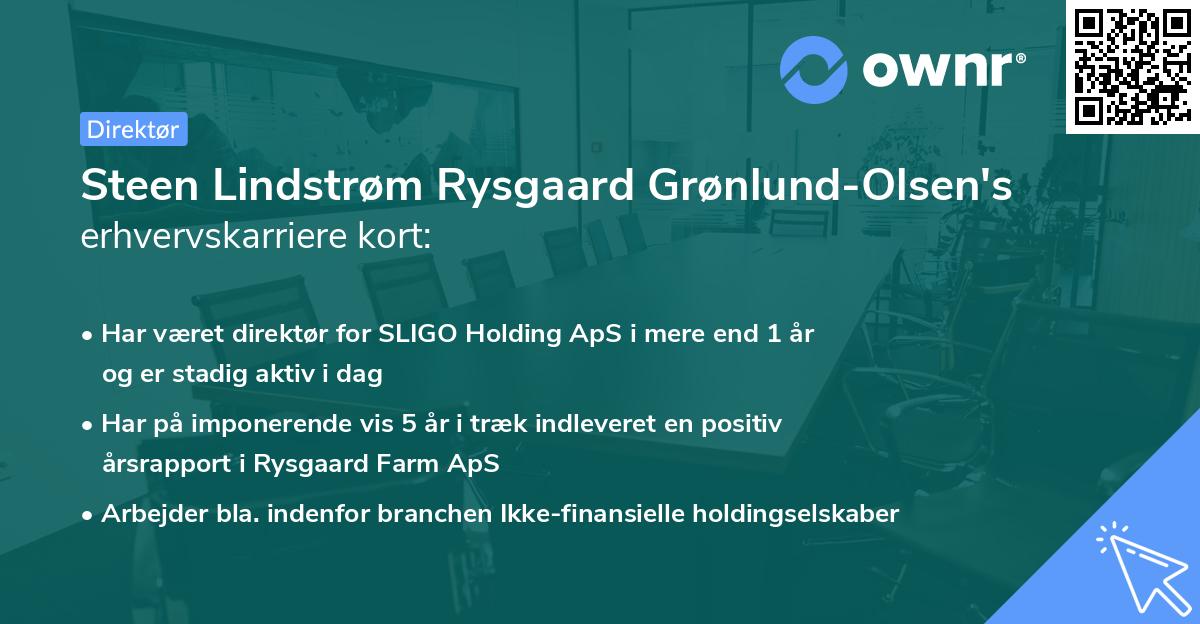 Steen Lindstrøm Rysgaard Grønlund-Olsen's erhvervskarriere kort