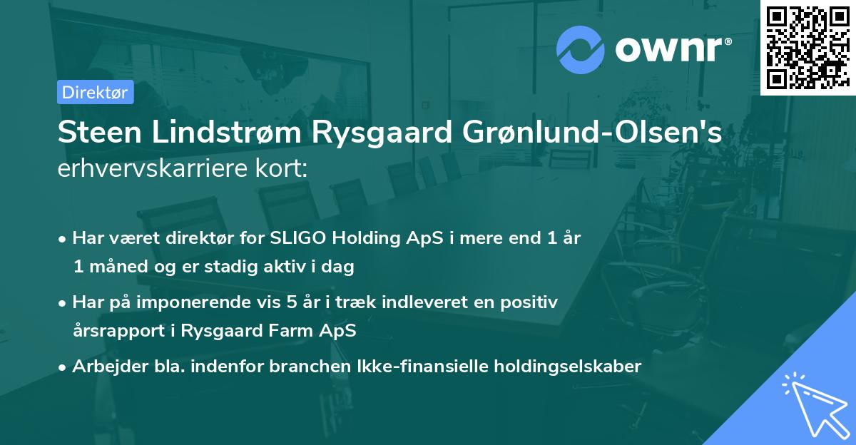 Steen Lindstrøm Rysgaard Grønlund-Olsen's erhvervskarriere kort