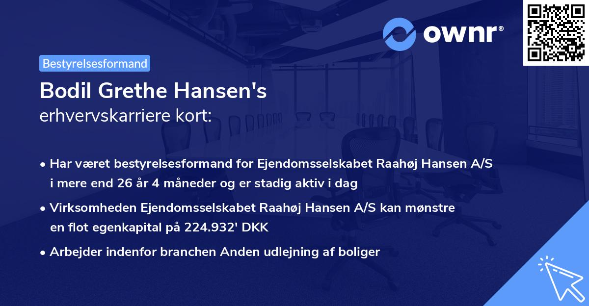 Bodil Grethe Hansen's erhvervskarriere kort