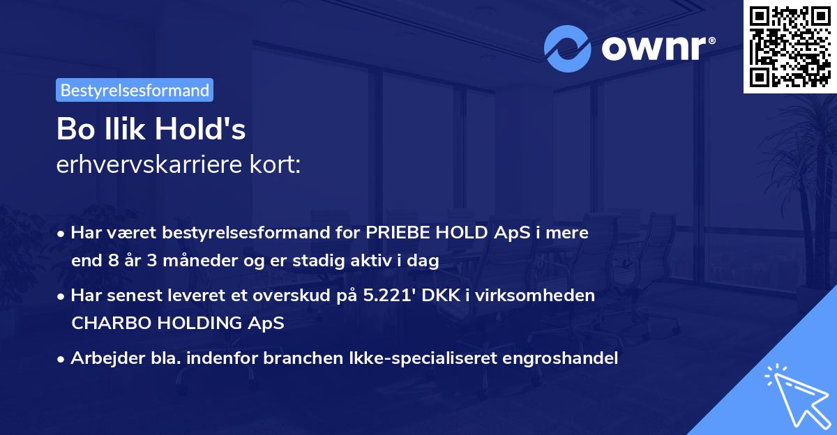 Bo Ilik Hold's erhvervskarriere kort