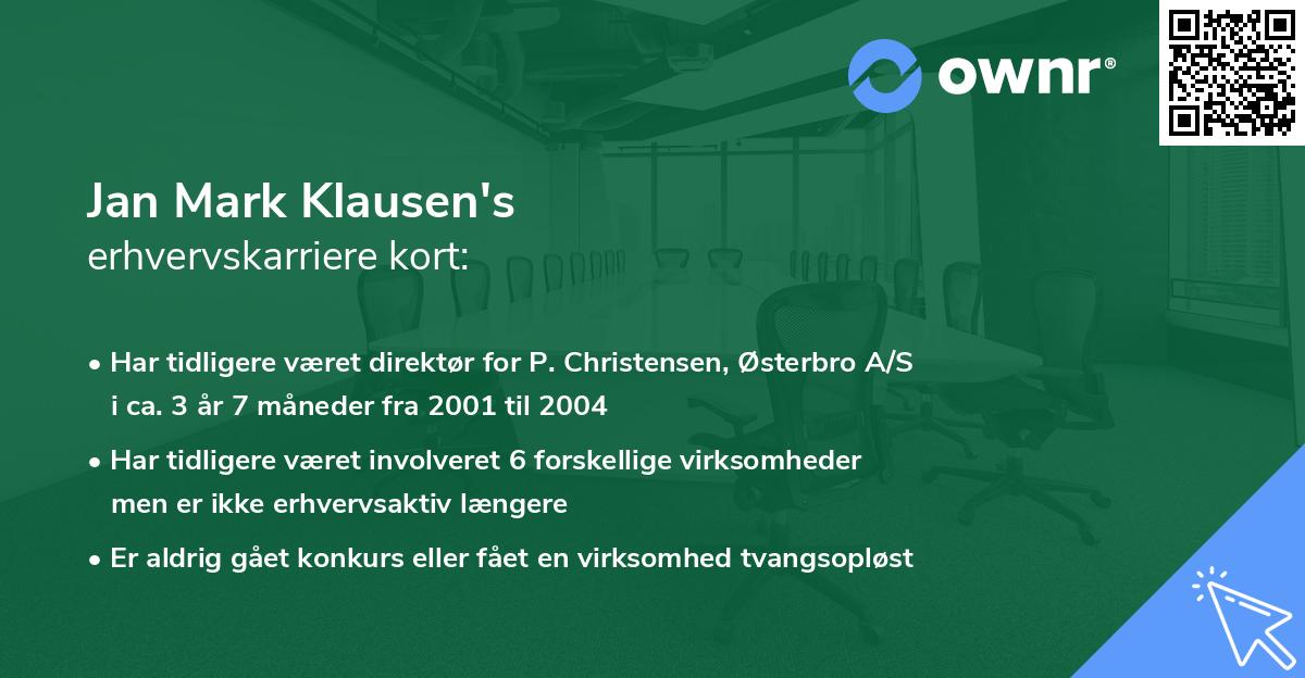 Jan Mark Klausen's erhvervskarriere kort