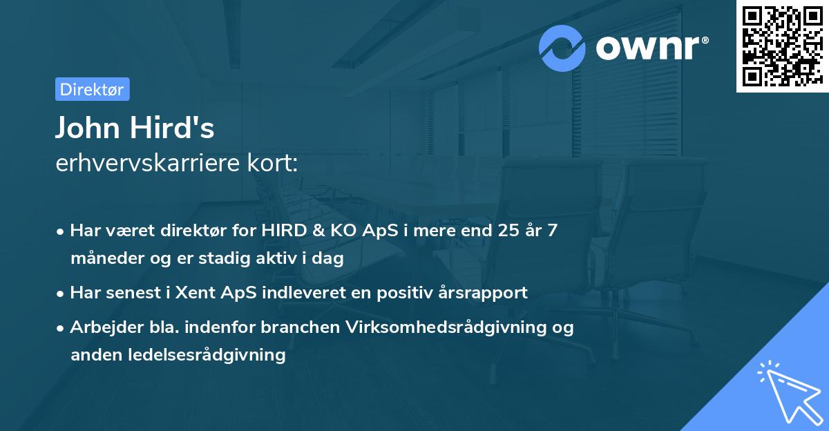 John Hird's erhvervskarriere kort