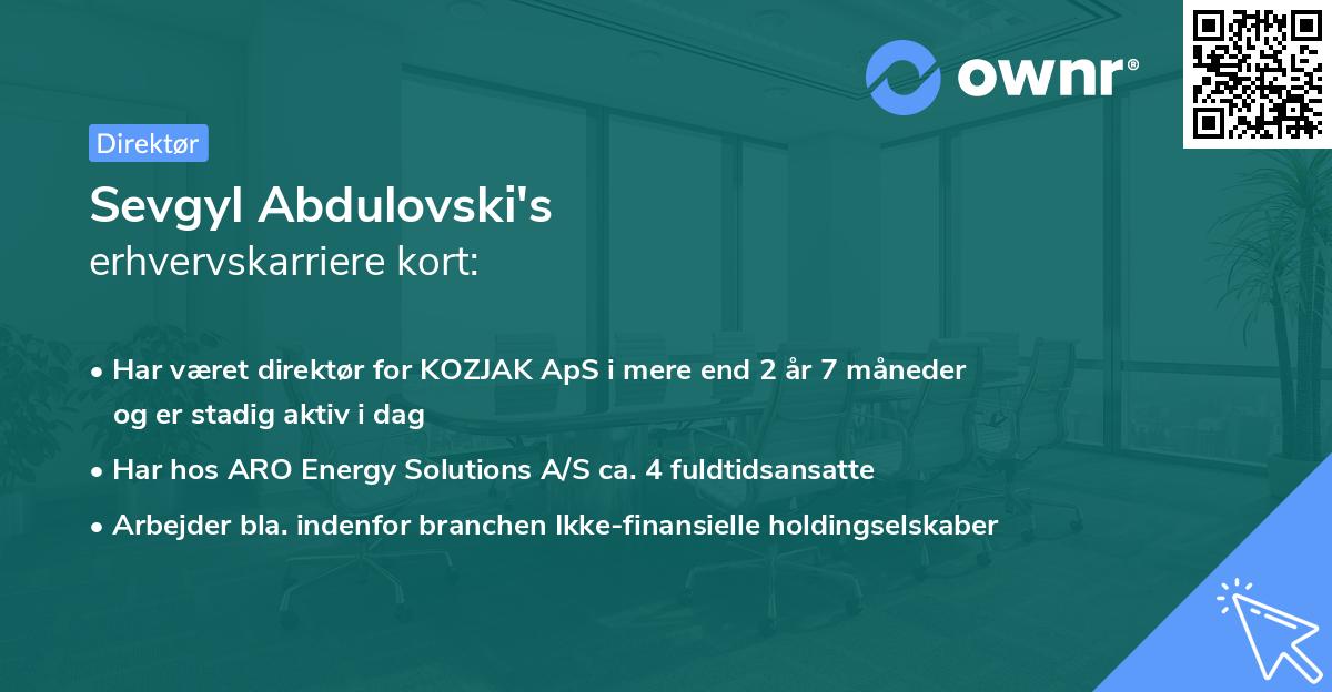 Sevgyl Abdulovski's erhvervskarriere kort