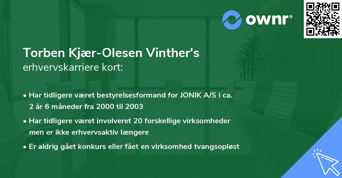 Torben Kjær-Olesen Vinther's erhvervskarriere kort