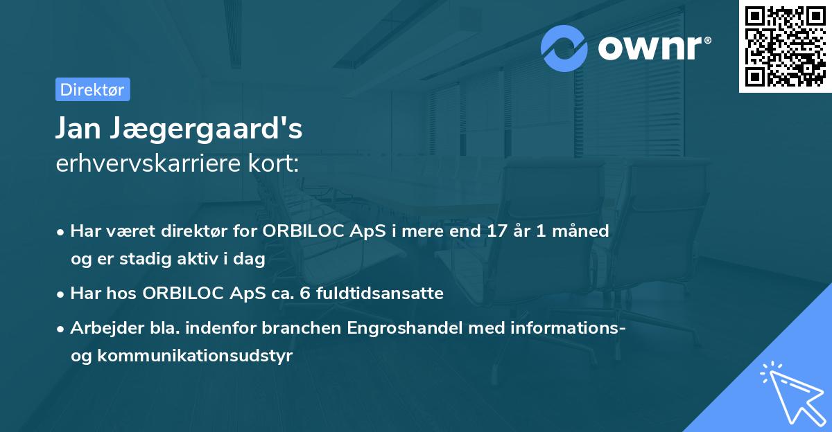 Jan Jægergaard's erhvervskarriere kort