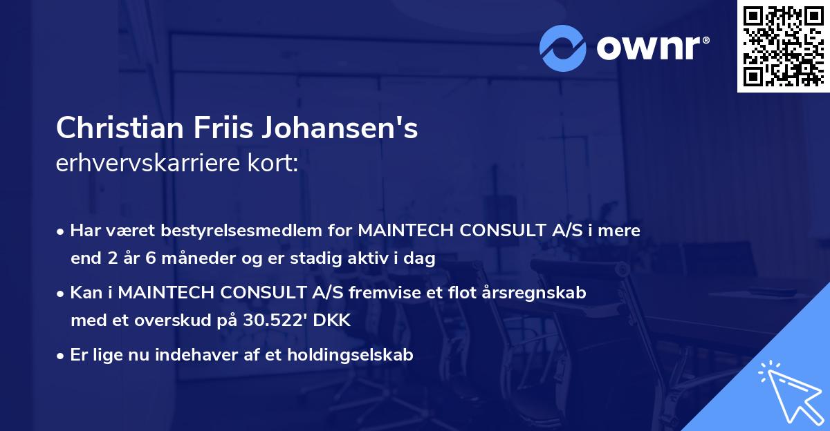 Christian Friis Johansen's erhvervskarriere kort