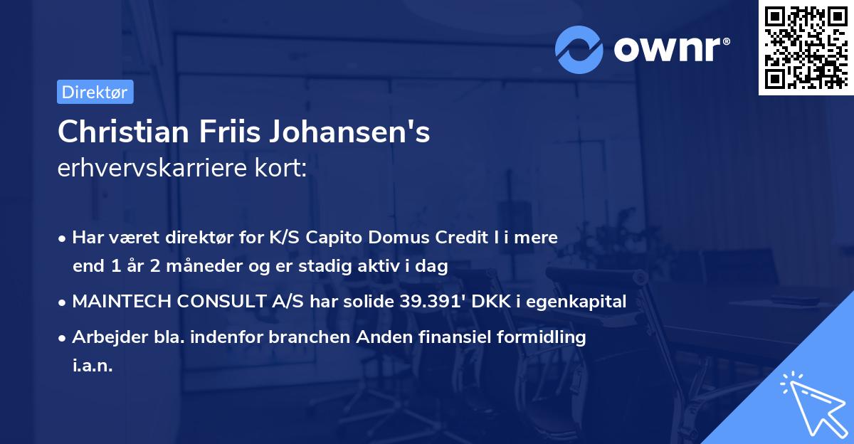 Christian Friis Johansen's erhvervskarriere kort