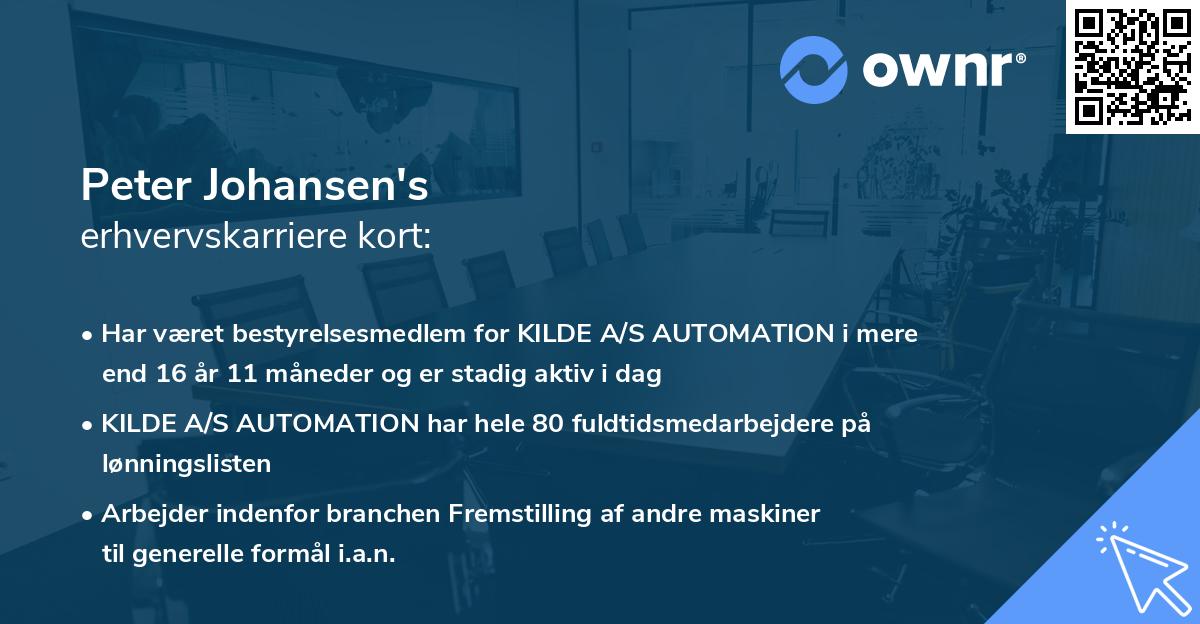 Peter Johansen's erhvervskarriere kort