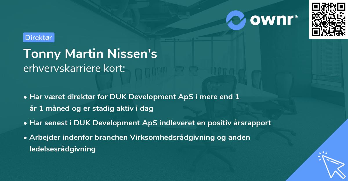 Tonny Martin Nissen's erhvervskarriere kort
