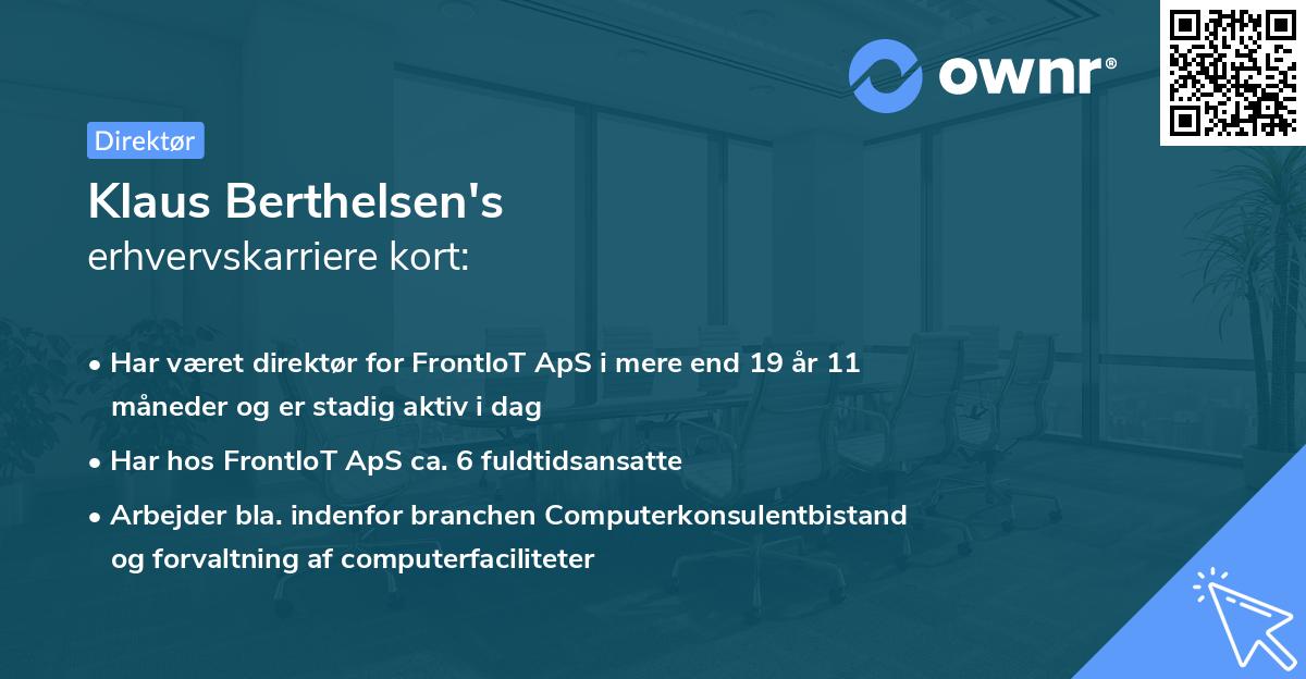 Klaus Berthelsen's erhvervskarriere kort