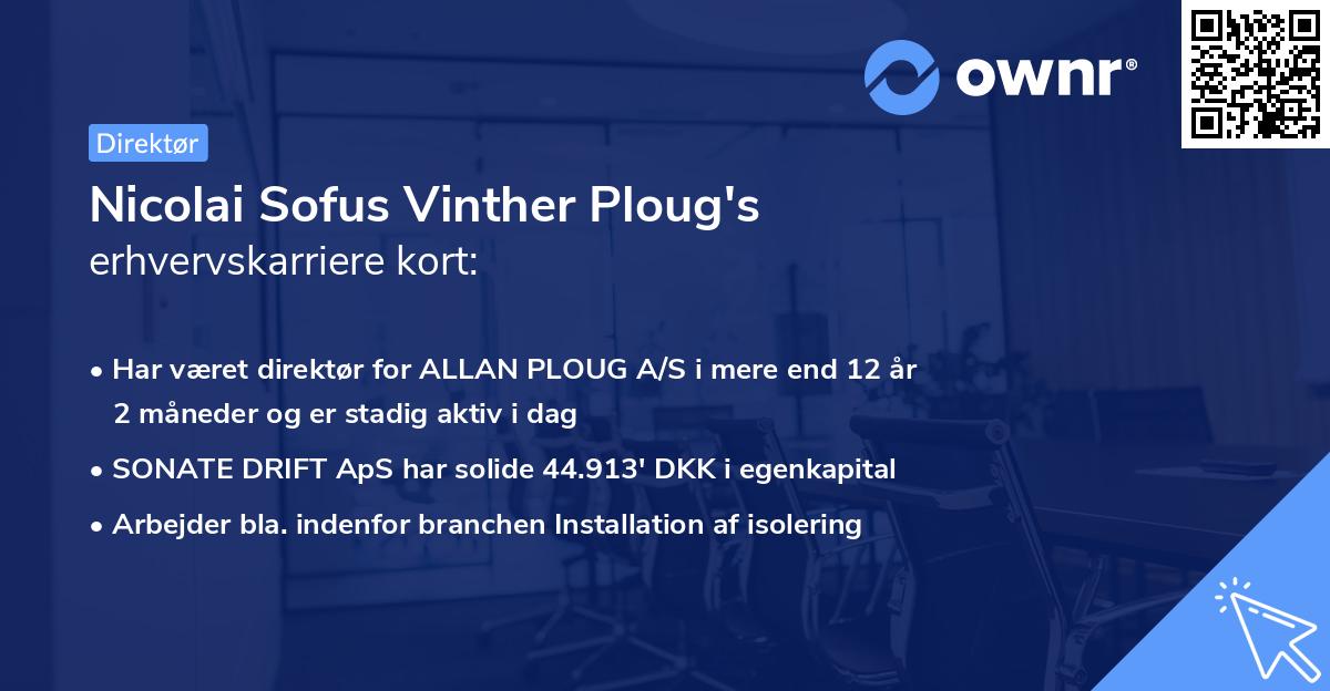 Nicolai Sofus Vinther Ploug's erhvervskarriere kort