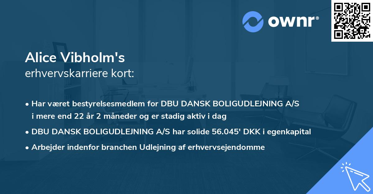 Alice Vibholm's erhvervskarriere kort