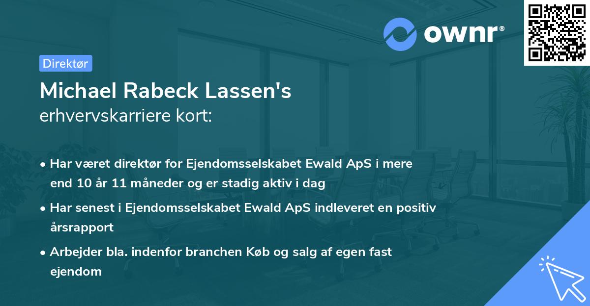 Michael Rabeck Lassen's erhvervskarriere kort