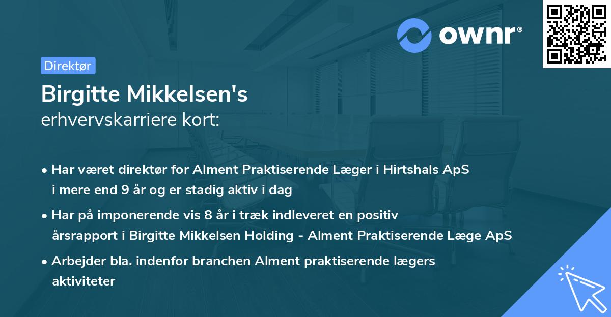 Birgitte Mikkelsen's erhvervskarriere kort