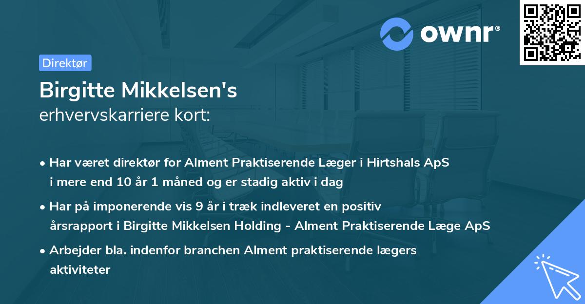 Birgitte Mikkelsen's erhvervskarriere kort