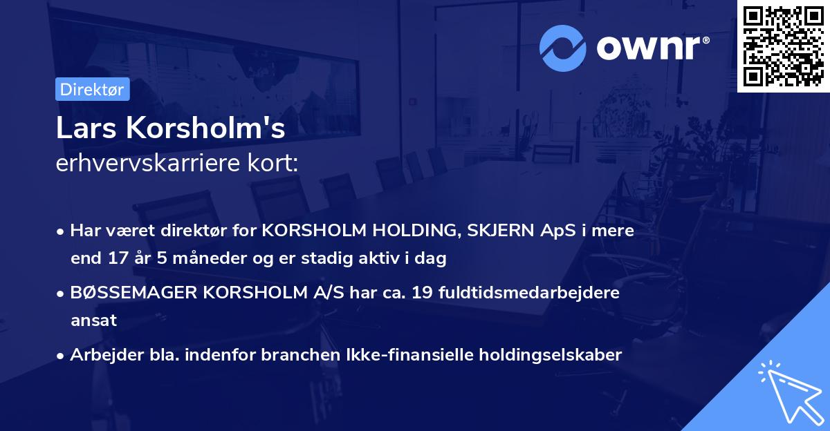 Lars Korsholm's erhvervskarriere kort