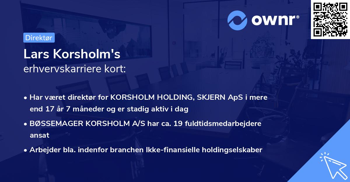 Lars Korsholm's erhvervskarriere kort