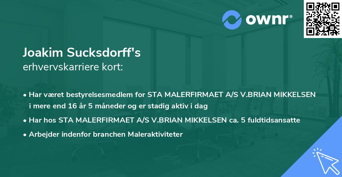 Joakim Sucksdorff's erhvervskarriere kort