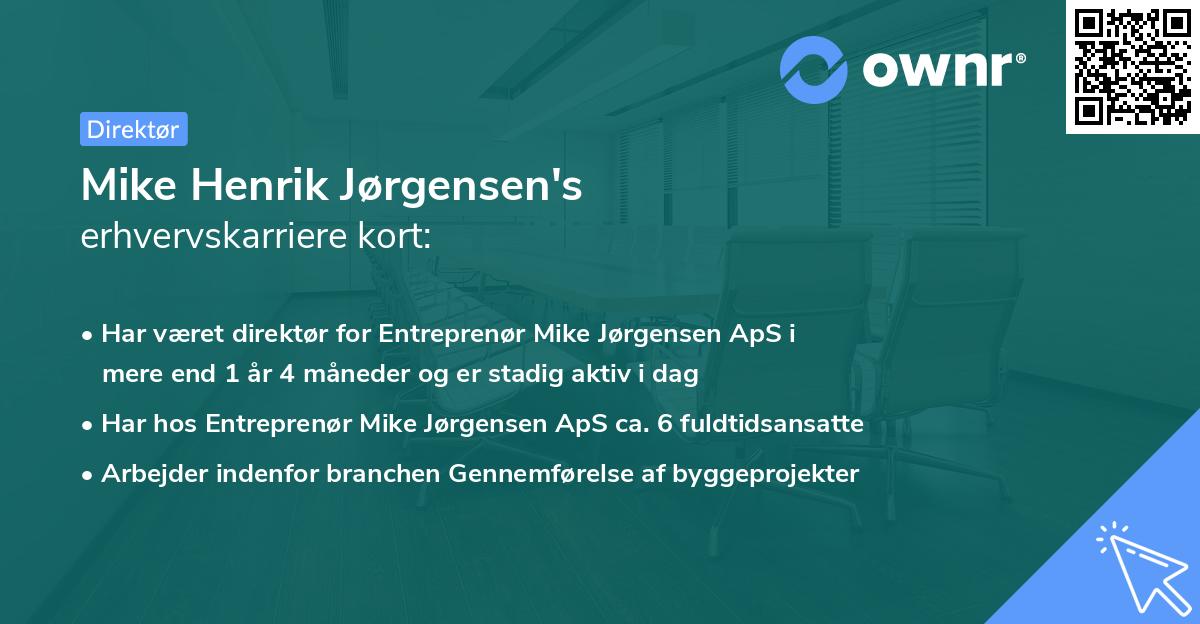 Mike Henrik Jørgensen's erhvervskarriere kort