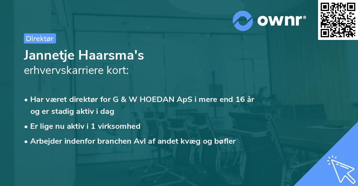 Jannetje Haarsma's erhvervskarriere kort