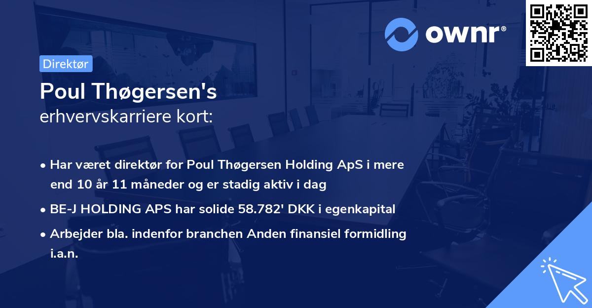 Poul Thøgersen's erhvervskarriere kort