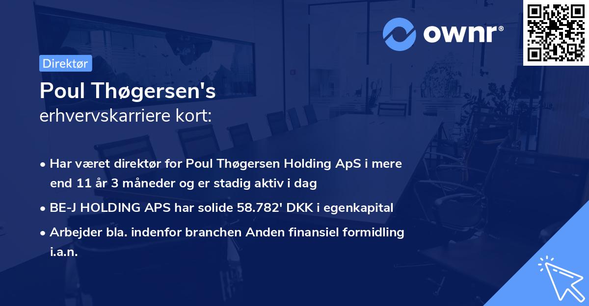 Poul Thøgersen's erhvervskarriere kort