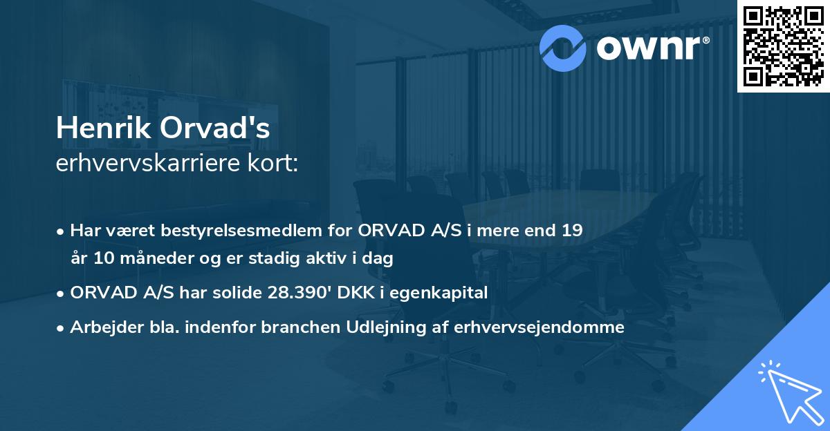 Henrik Orvad's erhvervskarriere kort